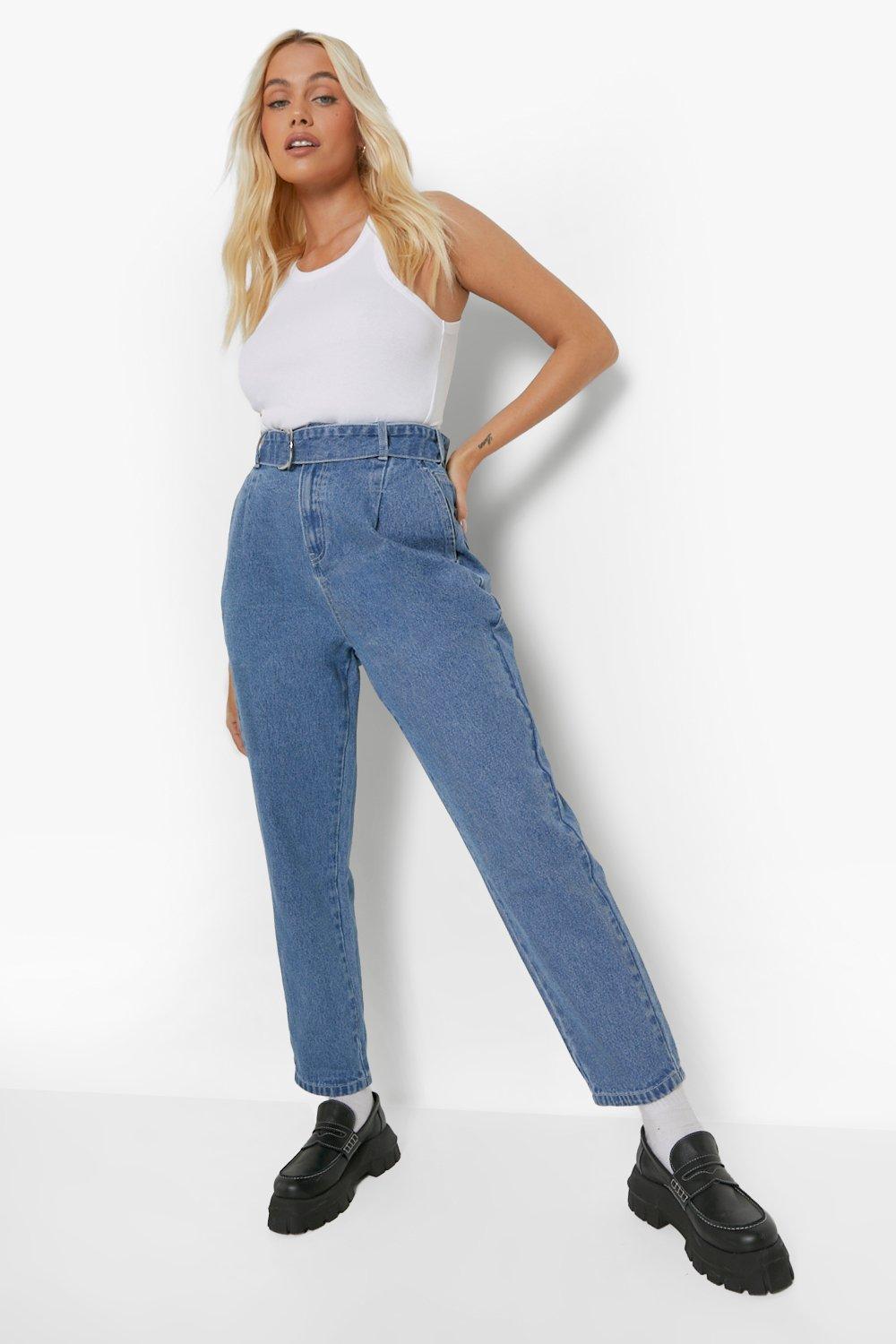 Jean mom taille haute ceinture boohoo